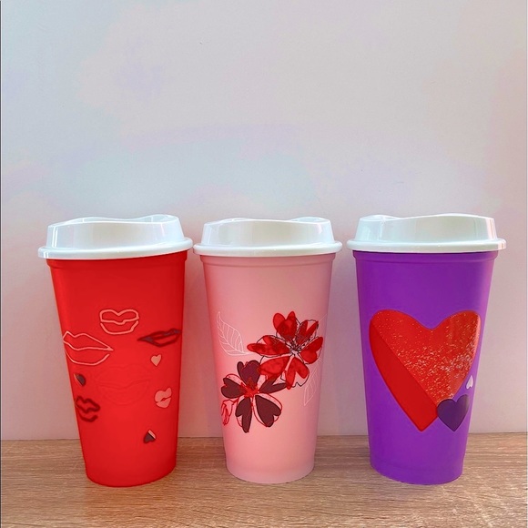 💖💋Starbucks reusable Valentines cup set💖💜❤️ - Picture 2 of 2
